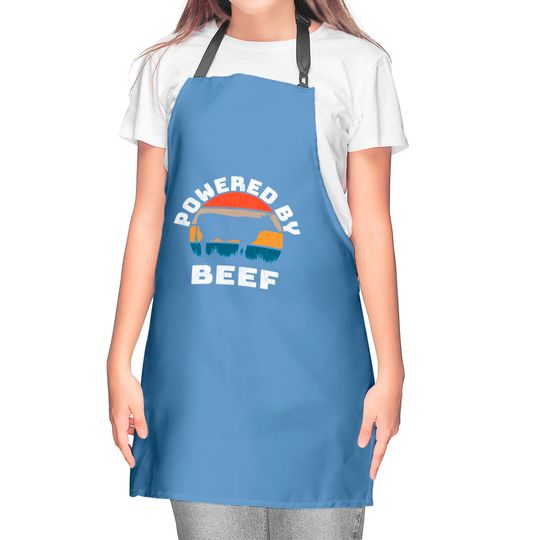 Powered by Beef. Brisket, Ribs Steak doesn't matter we eat all the BBQ Meat - Powered By Beef - Kitchen Aprons