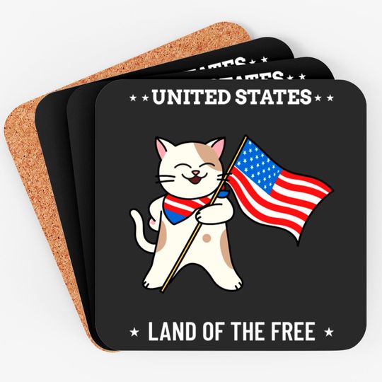 4th of July Cat - 4th Of July Cat - Coasters