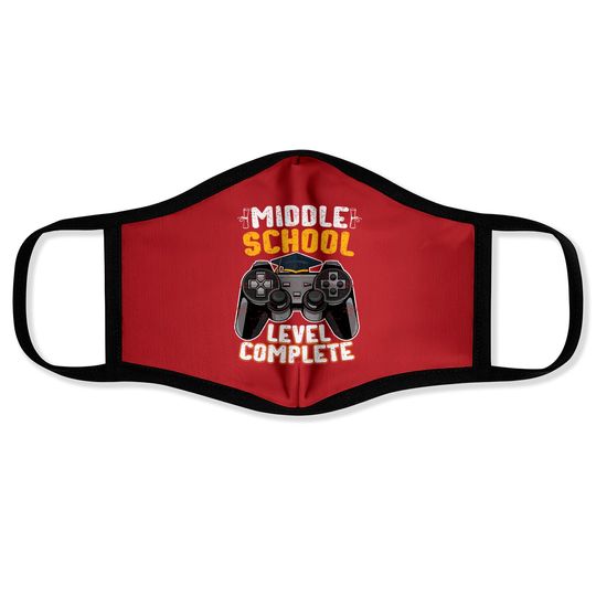 Discover Middle School Level Complete Gamer Graduation - Middle School Level Complete - Face Masks