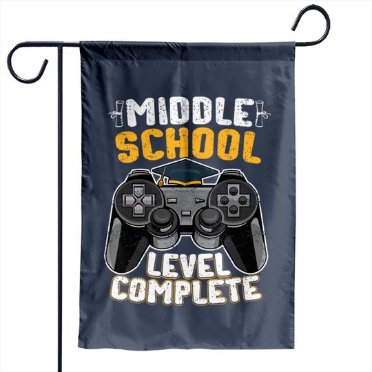 Middle School Level Complete Gamer Graduation - Middle School Level Complete - Garden Flags