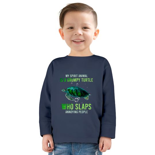 My Spirit Animal Is A Grumpy Turtle Who Slaps Anno  Kids Long Sleeve T-Shirts