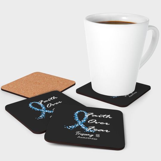 Trisomy 18 Awareness Faith Over Fear - In This Family We Fight Together - Trisomy 18 Awareness - Coasters