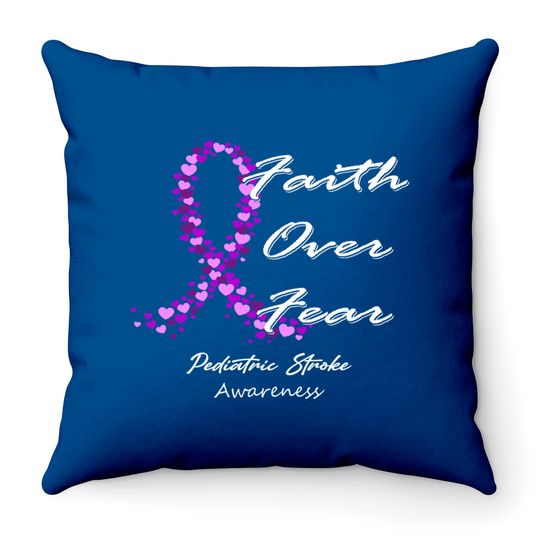 Discover Pediatric Stroke Awareness Faith Over Fear - In This Family We Fight Together - Pediatric Stroke Awareness - Throw Pillows