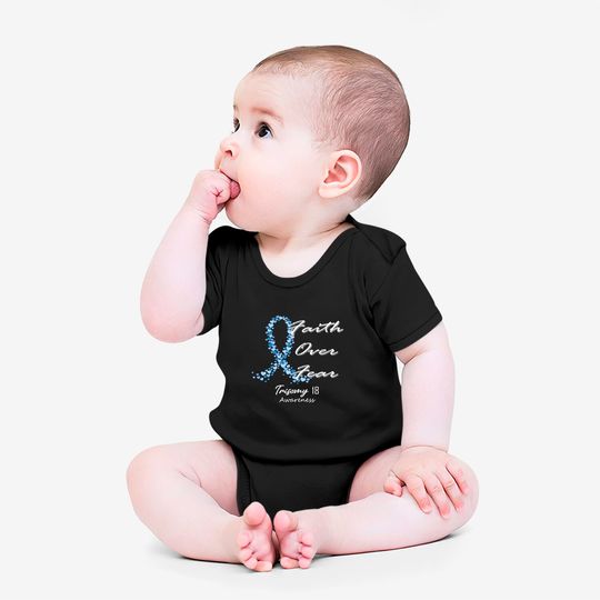Trisomy 18 Awareness Faith Over Fear - In This Family We Fight Together - Trisomy 18 Awareness - Onesies