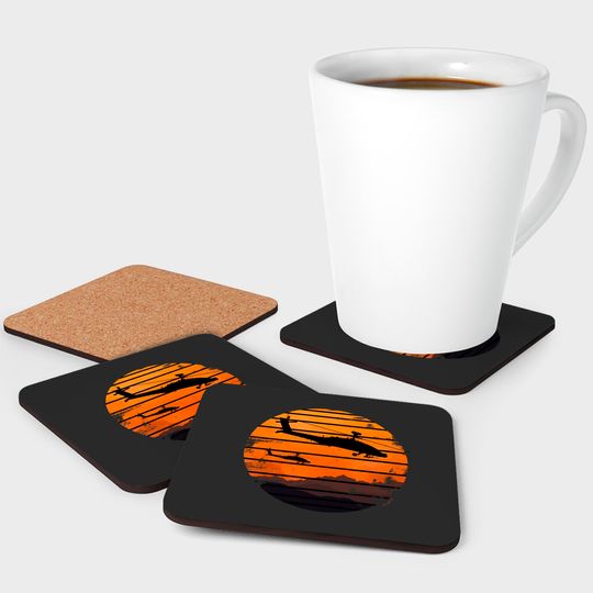 Desert Sunrise AH-64 Apache Attack Helicopter Vintage Retro Design - Ah 64 Apache Helicopter - Coasters