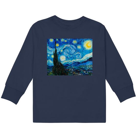 Discover The Starry Night by Vincent Van Gogh - Starry Night -  Kids Long Sleeve T-Shirts