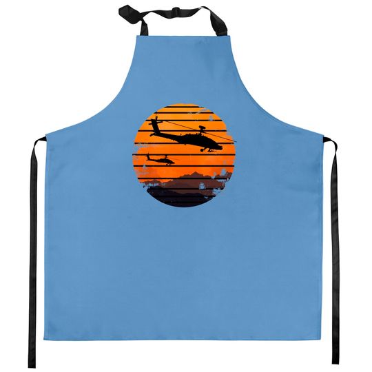 Discover Desert Sunrise AH-64 Apache Attack Helicopter Vintage Retro Design - Ah 64 Apache Helicopter - Kitchen Aprons
