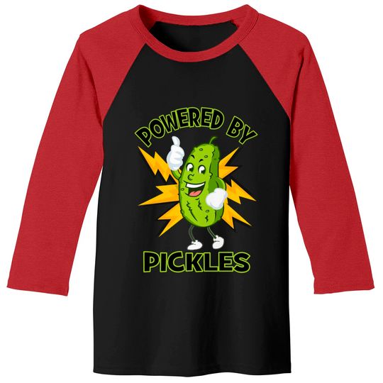 Discover Funny Powered By Pickles Great Pickle Lover Gift Idea - Pickle - Baseball Tees