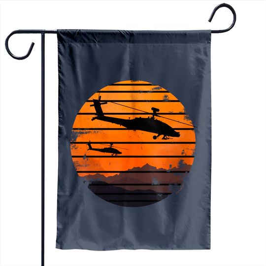 Discover Desert Sunrise AH-64 Apache Attack Helicopter Vintage Retro Design - Ah 64 Apache Helicopter - Garden Flags