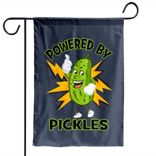 Funny Powered By Pickles Great Pickle Lover Gift Idea - Pickle - Garden Flags