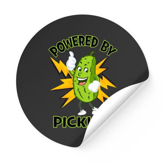Funny Powered By Pickles Great Pickle Lover Gift Idea - Pickle - Stickers