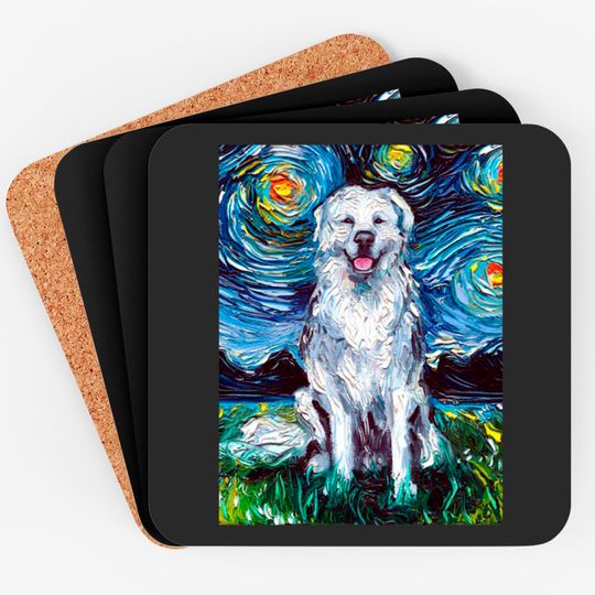 Discover Great Pyrenees Night - Great Pyrenees - Coasters