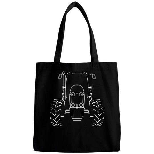 Discover Farm tractor white outline graphic - Tractor - Bags