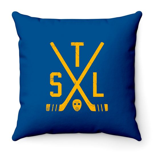 Discover STL Retro Sticks - Blue - St Louis - Throw Pillows