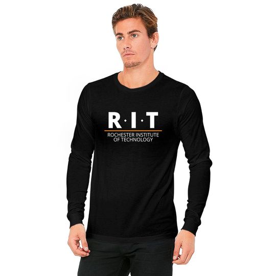R.I.T | Rochester Institute of Technology (Dot, White, Orange Bar) - Rit - Long Sleeves