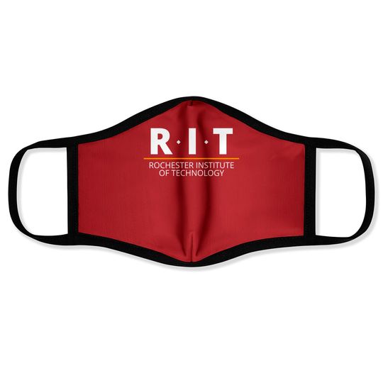 R.I.T | Rochester Institute of Technology (Dot, White, Orange Bar) - Rit - Face Masks