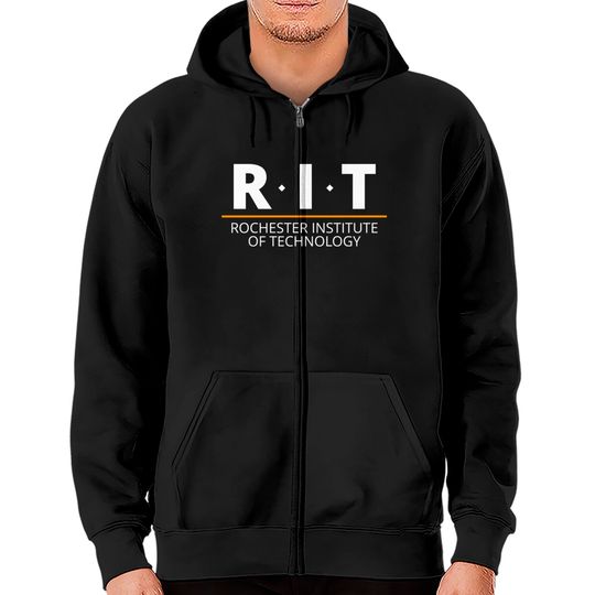R.I.T | Rochester Institute of Technology (Dot, White, Orange Bar) - Rit - Zip Hoodies