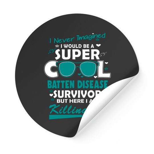 Batten Disease Awareness Super Cool Survivor - In This Family No One Fights Alone - Batten Disease Awareness - Stickers