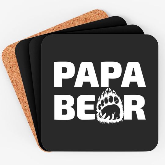 papa bear - Papa Bear Father Day Gift Idea - Coasters