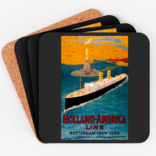 Vintage Travel Poster USA Holland America Line - Holland - Coasters