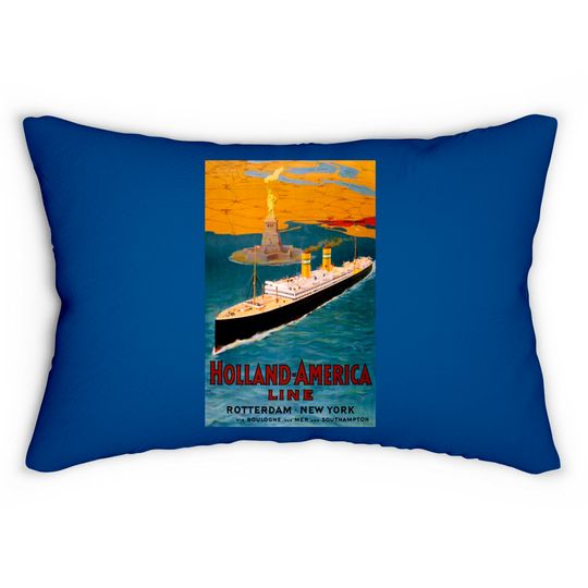 Vintage Travel Poster USA Holland America Line - Holland - Lumbar Pillows