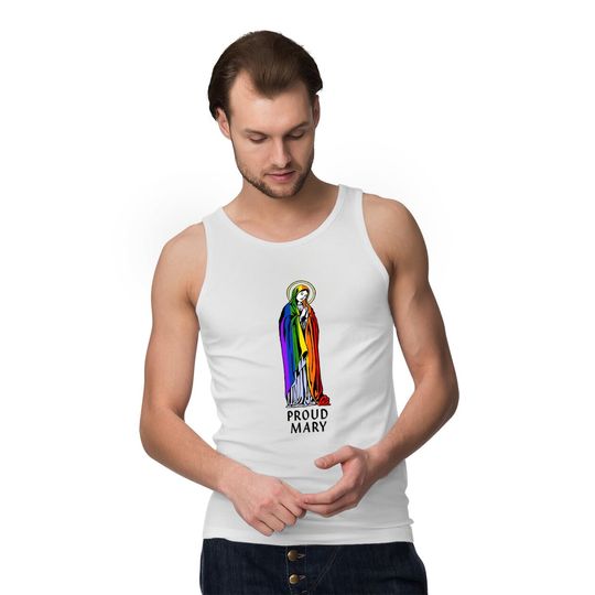 Mother Mary Shirt, Mother Mary Gift, Christian Shirt, Christian Gift, Proud Mary Rainbow Flag Lgbt Gay Pride Support Lgbtq Parade Tank Tops