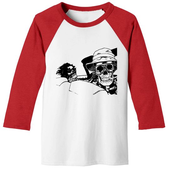 Baseball Tees Fear Loathing Las Vegas Skull Skeleton Bat Country Dr. Gonzo Hunter S Thompson Cult Movie Psychedelic Trippy LSD Acid