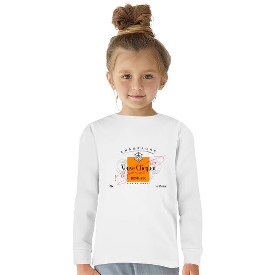 Champagne Veuve Rose Pullover  Kids Long Sleeve T-Shirts, Champagne Tennis Club Shirt, Orange Champagne Ros Label, Vintage Style Tennis Tee
