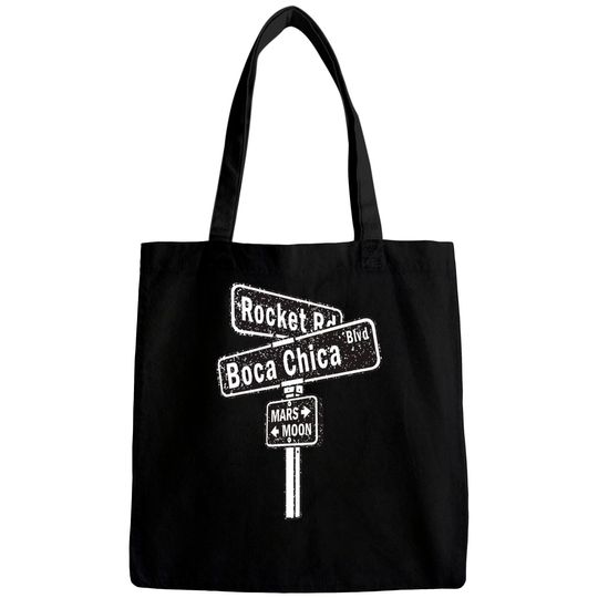 SpaceX Boca Chica Road Sign distressed design Bags