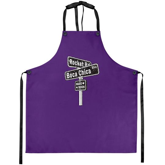 SpaceX Boca Chica Road Sign distressed design Aprons