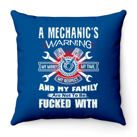 Discover Mechanic's Warning Throw Pillows