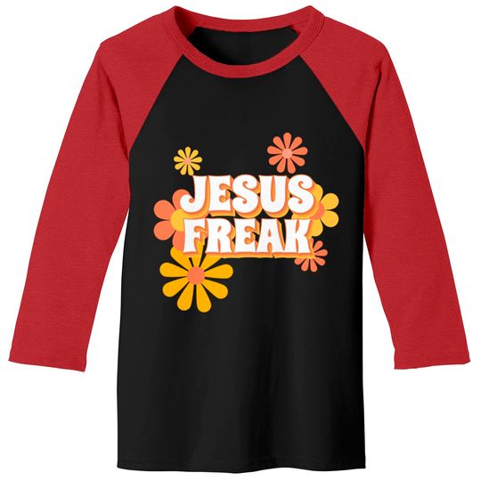 Retro Jesus freak hippie flowers-vintage Jesus Baseball Tees