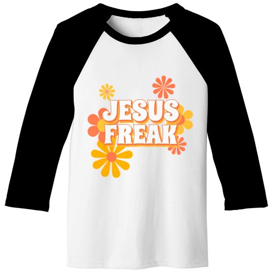 Retro Jesus freak hippie flowers-vintage Jesus Baseball Tees