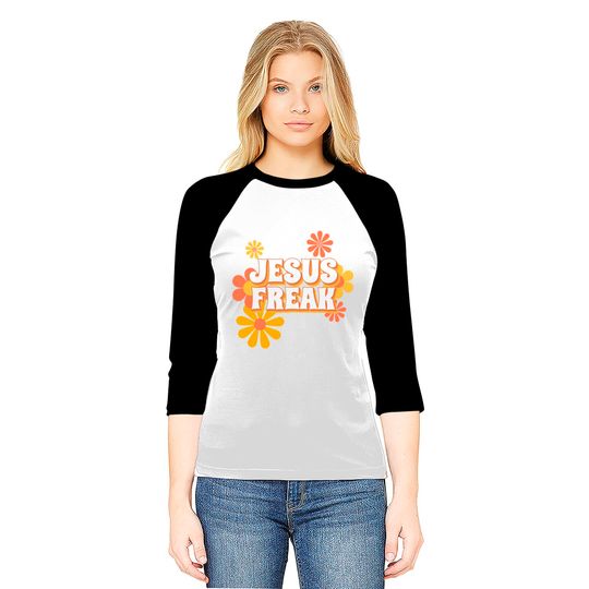 Retro Jesus freak hippie flowers-vintage Jesus Baseball Tees