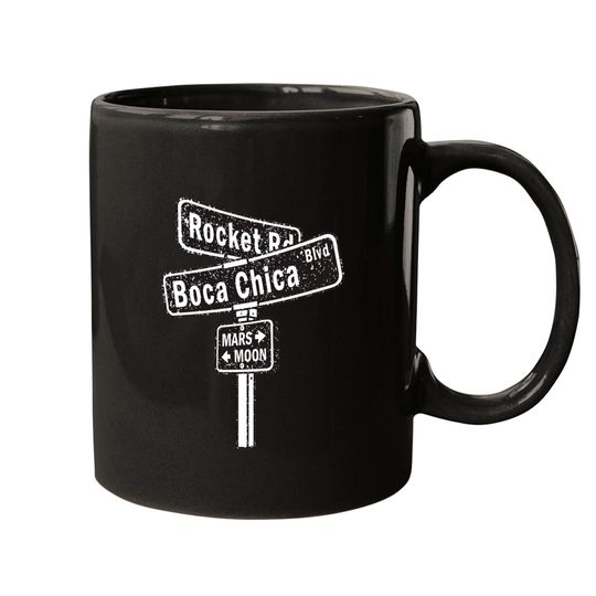 Discover SpaceX Boca Chica Road Sign distressed design Mugs