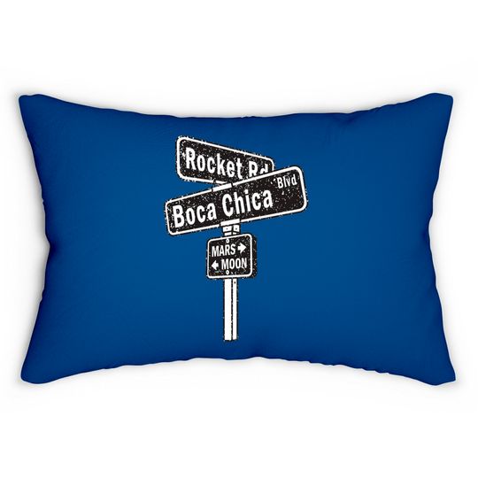 SpaceX Boca Chica Road Sign distressed design Lumbar Pillows