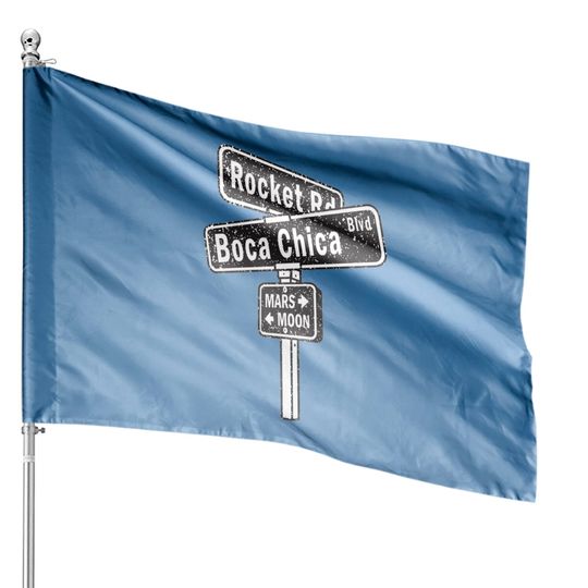 SpaceX Boca Chica Road Sign distressed design House Flags