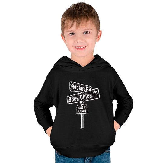 SpaceX Boca Chica Road Sign distressed design Kids Pullover Hoodies