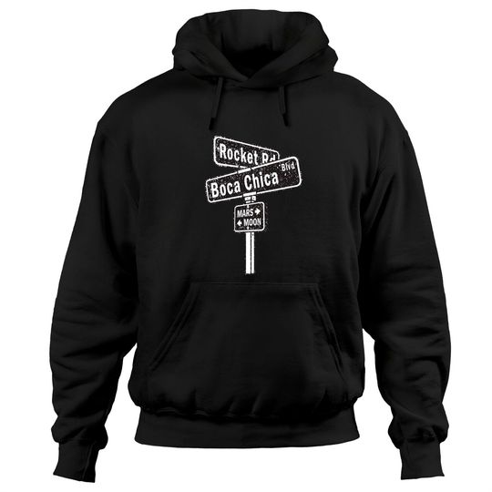 Discover SpaceX Boca Chica Road Sign distressed design Hoodies