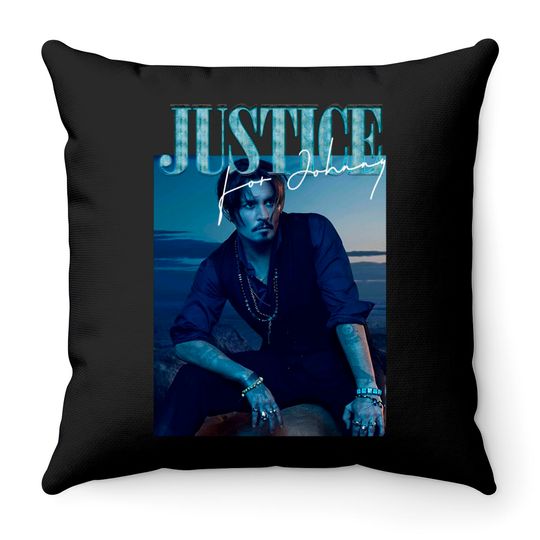 Justice For Johnny Throw Pillow, Johnny Depp Throw Pillows, Johnny Throw Pillow, Social Justice Throw Pillow