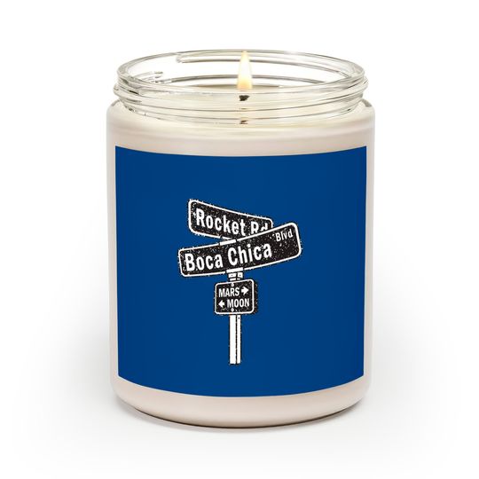 SpaceX Boca Chica Road Sign distressed design Scented Candles
