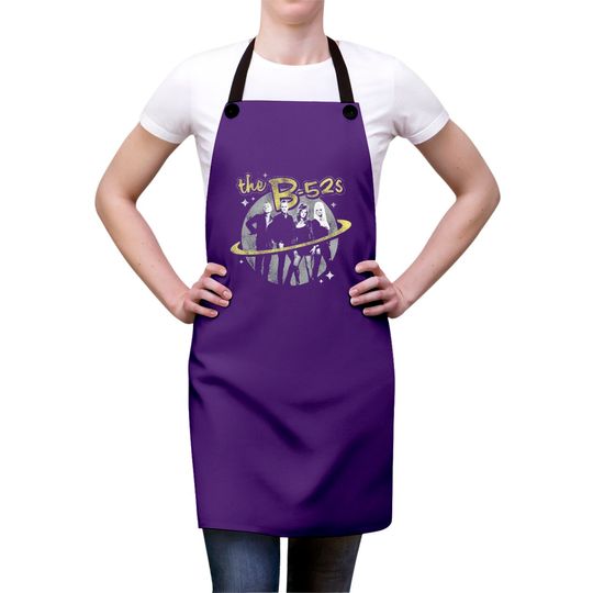 The B-52's Logo and Planet Navy Heather Aprons