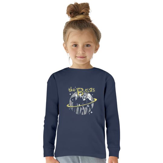 The B-52's Logo and Planet Navy Heather  Kids Long Sleeve T-Shirts