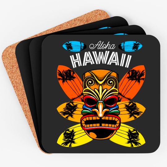 Aloha - Hawaii Tiki And Surfboards Coasters Luau