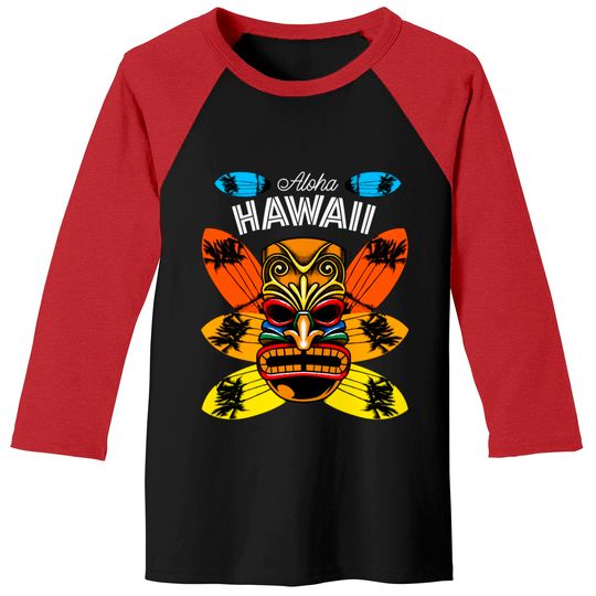 Aloha - Hawaii Tiki And Surfboards Baseball Tees Luau