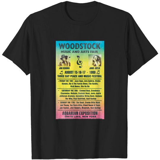 Woodstock 1969 Rainbow Poster - Woodstock - T-Shirt