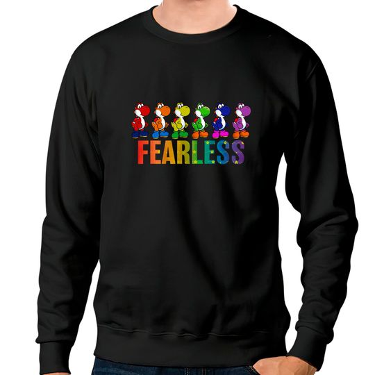 Super Mario Pride Yoshi Fearless Rainbow Line Up Unisex Tee Adult Sweatshirts