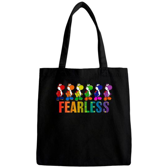 Super Mario Pride Yoshi Fearless Rainbow Line Up Unisex Tee Adult Bags