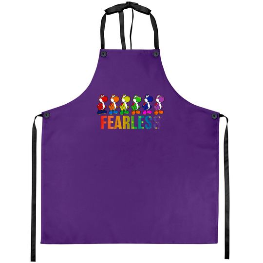 Super Mario Pride Yoshi Fearless Rainbow Line Up Unisex Apron Adult Aprons