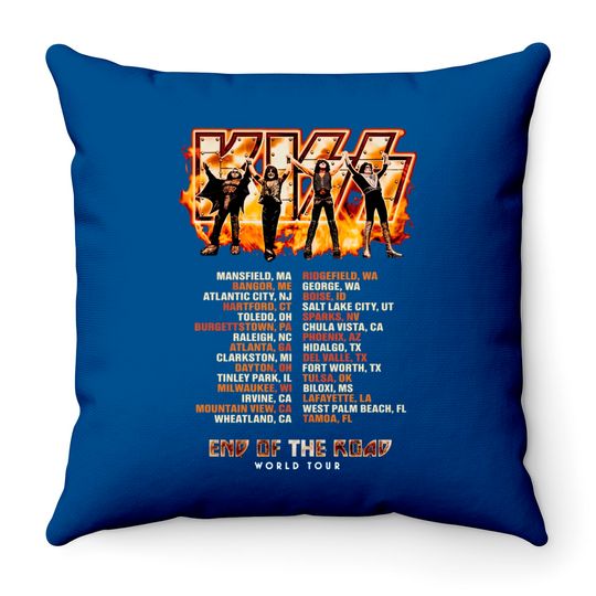 KISS End Of The Road World Tour Tank Tops, Kiss Tour Dates Throw Pillows, Kiss Rock Band Tank Tops